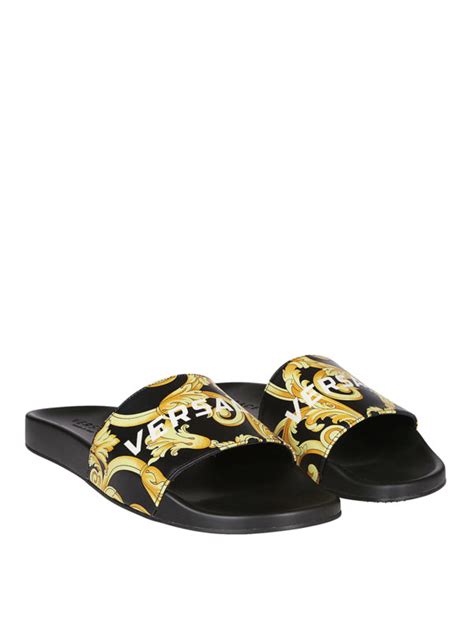 ciabatte pelo versace|Versace Ciabatte In Pelle 'greca' .